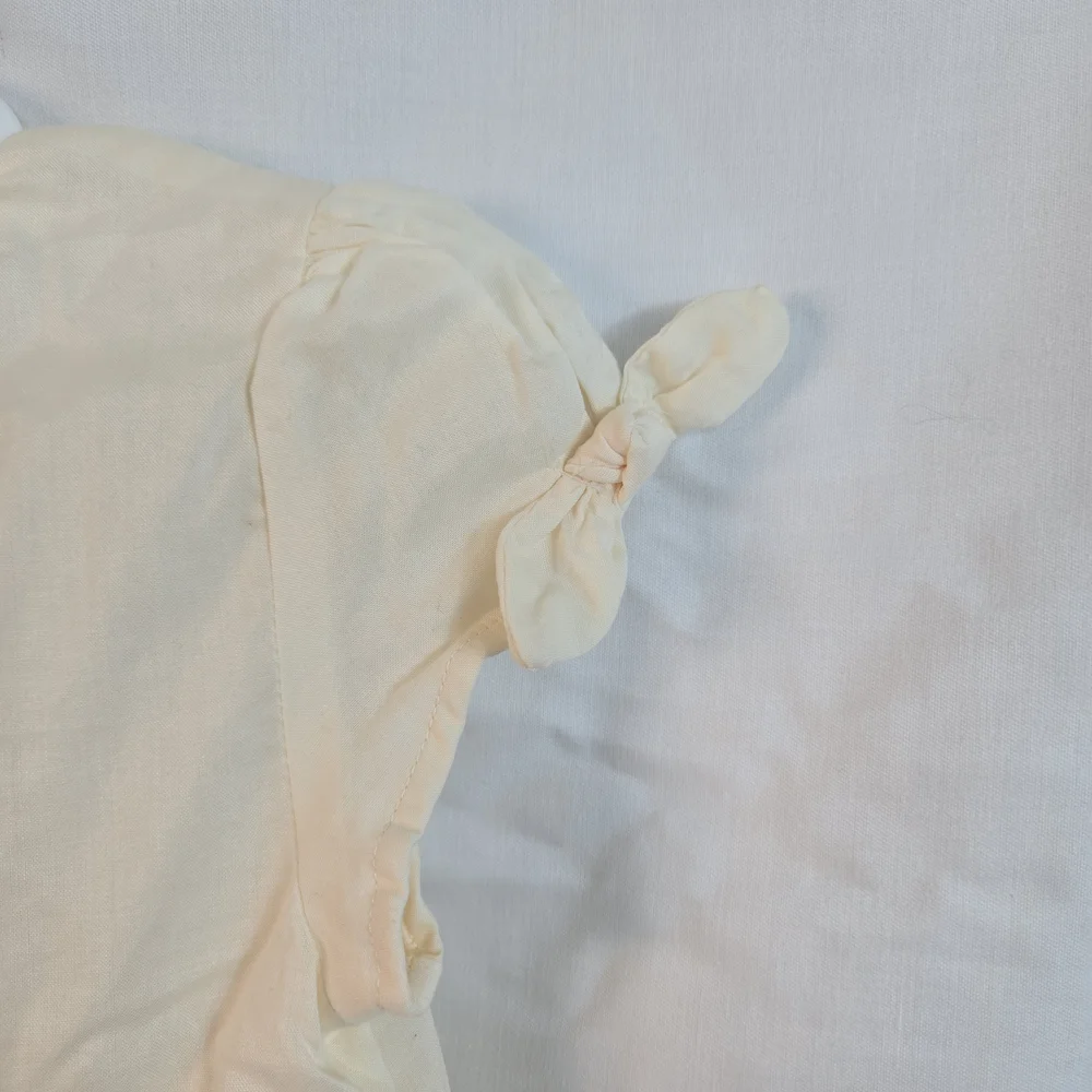 OshKosh B'gosh Baby Girl Ivory Bow Cap Sleeve Lined Front Pleat Light Dress 24Mo